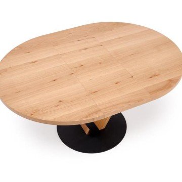 Фото6.Круглий розкладний стіл FANIS, натуральний / чорний (3 шт. = 1 шт.)